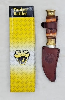 Vintage Timber Rattler Fixed Blade Small Hunter TR52 With Leather Sheath - Image 1 of 4