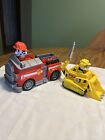 Lot Of 2 Paw Patrol Vehicles Plus 2 Characters Bulldozer And Fire Truck **Read!