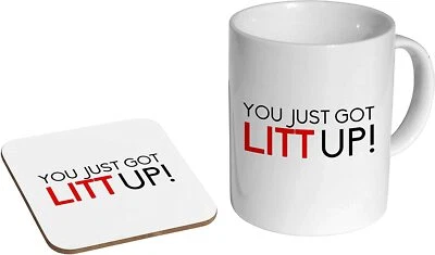 Litt Up Mug Cup -You Just Got Litt Up Mug Suits Inspired Mug & Coaster Xmas Gift