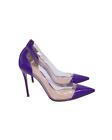 Pre Loved Gianvito Rossi Plexi Heels In Purple Patent Leather And Clear Pvc
