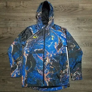 NIKE Tottenham Hotspur Soccer Jacket Mens MEDIUM Blue Marble Ripstop Hooded - Picture 1 of 7