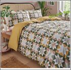 Vintage Style Patchwork Print Double Duvet Cover Bed Set Yellow Green White