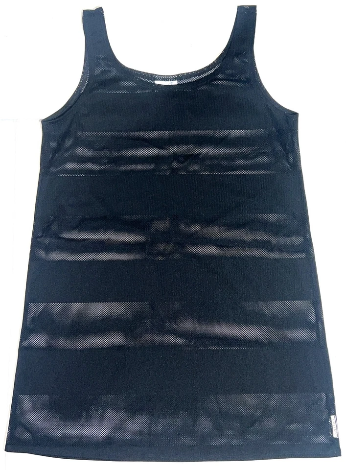 Speedo VTG Black Sheer Mesh Stripe Sleeveless Beach Pool Swim Cover-Up Dress S - Image 1 of 4