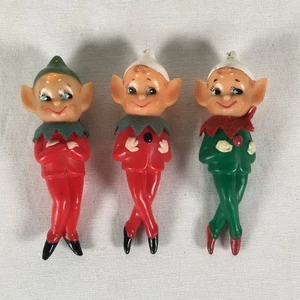 Set aus 3 seltenen weichen Kunststoff Weihnachten Pixie Elfen Stoff Halsband 4,75" Japan - Bild 1 von 13
