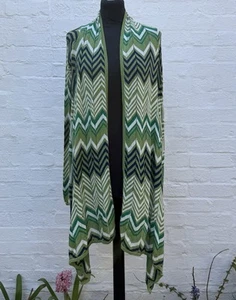 New BCBGMAXAZRIA Chevron 55% Silk 45% Cotton Fine Knit Open Asymmetric Cardigan - Picture 1 of 11