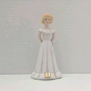 1981 Enesco Growing Up Girls Blonde Hair Age 13 Porcelain Figurine - Picture 1 of 6