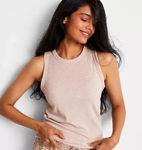 STATE OF DAY Ribbed High-Neck Sleep Tank CHAI M - Picture 1 of 6