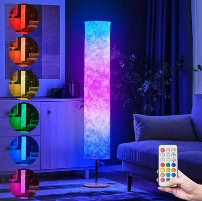 Lámpara de pie LED RGB de 60" control remoto luz regulable cambiante de color para Livin Foto 1 de 4