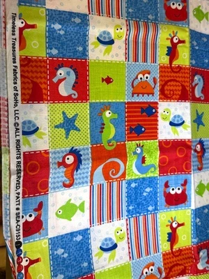 Timeless Treasures Sea Babies Patchwork SEA-C9153 100% Cotton Quilt Fabric 2 yds - Image 1 of 3
