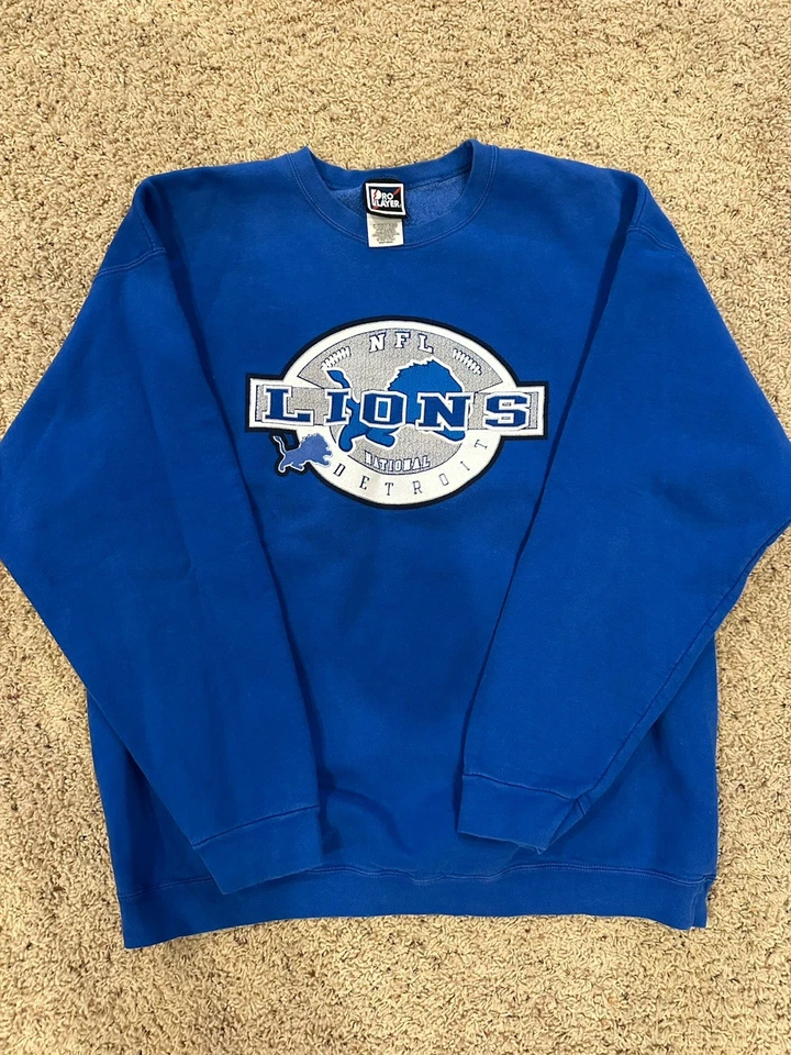 De colección Años 90 Pro Capa Azul Detroit Lions Cuello Redondo Talla 2XL  Foto 1 de 4