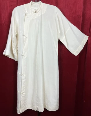 Vintage Antique White Silk Qipao Robe Qing Early ROC 20s 30s  Chinese Coat - Image 1 of 4