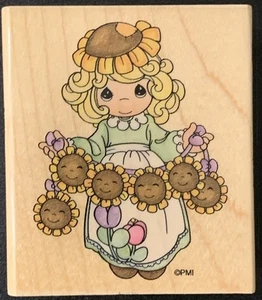 Stampendous Precious Moments Sunflowers Always Shine Rubber Stamp - Picture 1 of 4