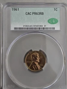 1961 LINCOLN HEAD CENT CAC PF63RB - Bild 1 von 2