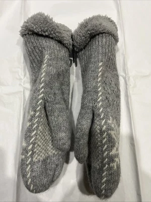 Новые варежки других производителей вязаные женские одноразмерные перчатки из шерстяной ангорской смеси серые/белые - Изображение 1 из 4