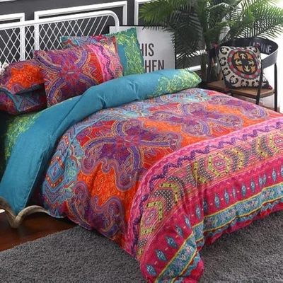 WONGS BEDDING Bohemain Comforter Set King, Microfiber Reversible Boho Alterna...