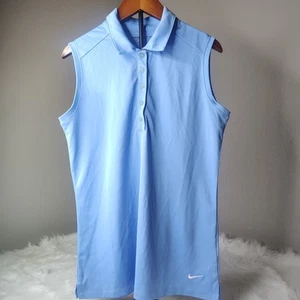Womens Nike Dri Fit Golf Sleeveless Polo Blue Solid Print Size Medium - Picture 1 of 6