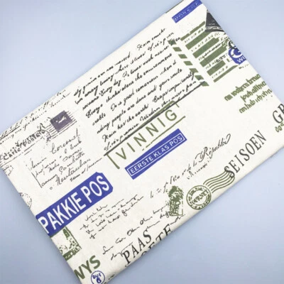 Retro Newspaper Print Fabric Cotton Linen DIY Handmade Sewing Textiles Material - Image 1 of 4