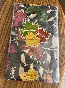 BountifulHarvest Vinyl Tablecloth 52X90In Oblong Flannel Backing New Fall Leaves - Picture 1 of 4
