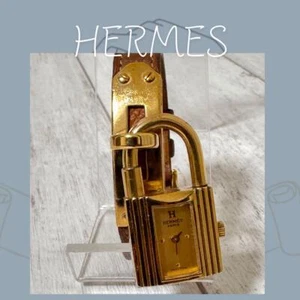 Reloj Hermes Kelly Candado Dorado Marrón Cuarzo Damas De Colección Usado Japón - Imagen 1 de 10