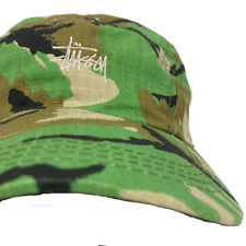 Rare 90s Old Stussy Embroidered Logo Camouflage Camp Cap Free Size