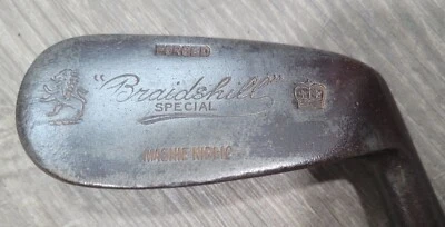 古董老式/复古编织狮子山核桃木杆身高尔夫俱乐部 Mashie Niblick — 第 1/4 张图片