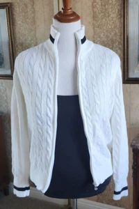 Ralph Lauren L-RL Active Cable Knit Full Zip White Cotton Sweater Jacket  L - Picture 1 of 7