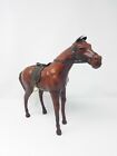 Vintage Leather Wrapped Horse Figurine Saddle Reigns Stirrups Equestrian Statue
