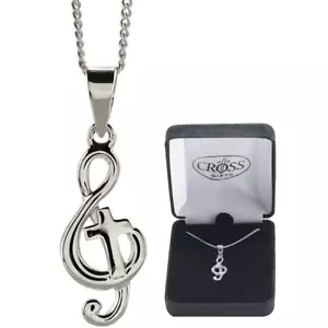 Silver Plated Cross With Musical Staff Necklace - Picture 1 of 1