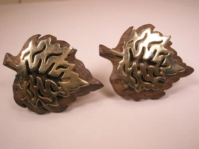 Gemelos Hojas Hoja Latón y Madera Dura De Colección EXTRA GRANDES GIGANTES ENORMES Foto 1 de 4