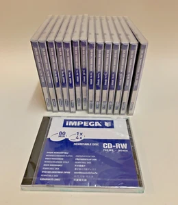 15 x Impega CD-RW RÉINSCRIPTIBLE Compact Disc 700 Mo 80 min 1-4x VITESSE - NEUF/SCELLÉ - Photo 1/5
