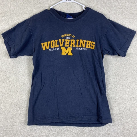 Michigan Wolverines NCAA T Shirt Small Blue Adult Size Small Short Sleeve Shirt Cover