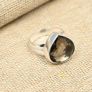 Dazzling Smoky Topaz Gemstone Handmade 925 Sterling Silver Ring Jewelry - Picture 1 of 4