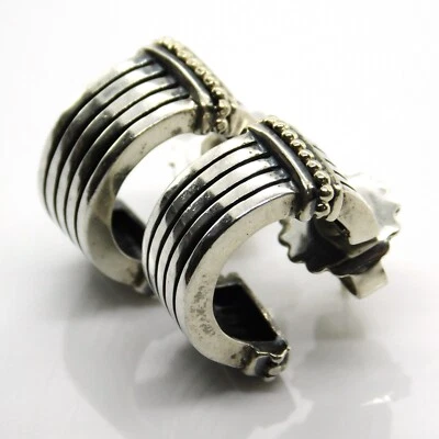 Vintage Lagos Caviar 18K Yellow Gold & 925 Sterling Silver Half Hoop Earrings Foto 1 de 4