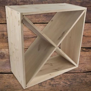 Square 24 Bottle Wine Rack Freestanding Cellar Storage Holder Natural Pine Craft - Picture 1 of 10