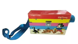 Vintage Walt Disney Brotdose Geldbörse Etui mit Riemen Mickey Pluto Scrooge McDuck - Bild 1 von 10