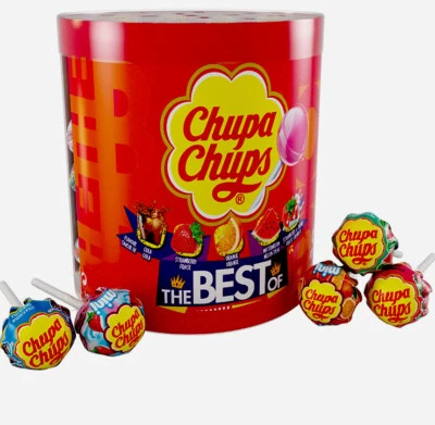 Chupa Chups Candy, Lollipops Drum Display, 60 unidades, 5 sabores de caramelo surtidos para Foto 1 de 4