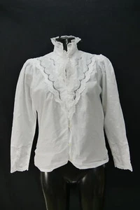 Gr.38 Trachtenbluse weiß Bluse für Dirndl mit Spitze und Stickerei TB10143 - Bild 1 von 4