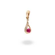 Natural Ruby and Diamonds 14K Solid Gold Minimalist Solitaire Pendant Jewelry