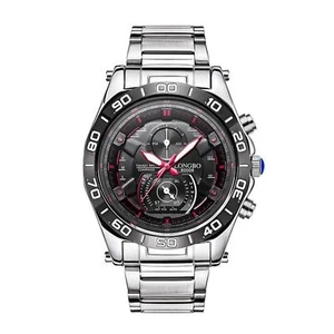 Mens Watch Black Silver Red Boys Smart Analogue Watches Business Gift Present - Picture 1 of 11