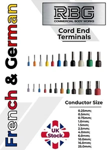 Insulated Cord End Terminal 0.25mm - 25mm French/German Single Ferrule Bootlace - Picture 1 of 45