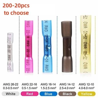 Terminals Heat Shrink Butt Connectors Marine Crimp Wire Splice Waterproof - Image 1 of 4