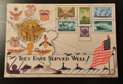 1946 WWII FDC Oversized Fleetwood DW Knapp Illustrated Cachet Cover  - Image 1 of 2