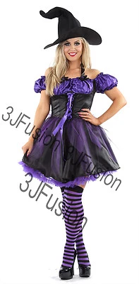 CLASSIFIED Damen Funky lila Hexe Kostüm Horror Glamour Halloween (ER