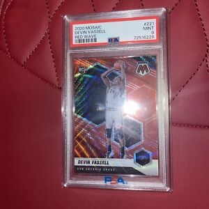 2020 Panini Mosaic Devin Vassell Red Wave #221 RC Rookie PSA 9 Spurs