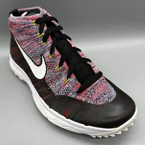 2015 Nike Flyknit Chukka Golf Shoes Trainers 819009-002 Mens Uk 8 Pink Blue - Picture 1 of 9