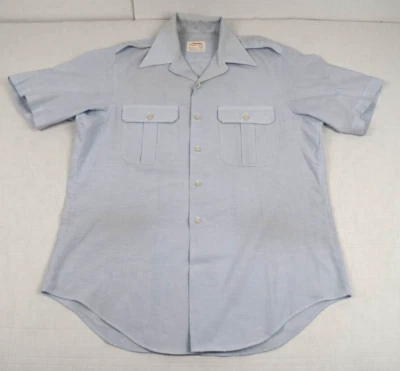 Vintage Leisure Shirt Size M/L 60s Martin MFG Permanent Press Blue Button Front - Image 1 of 4