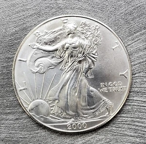 2000 American Silver Eagle BU Coin 1 Oz US $1 Dollar Fine .999 Uncirculated Mint - Picture 1 of 10