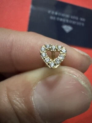 Pendiente Diamante Oro Amarillo Sólido Real 14k Corazón Abierto Elegancia-LIQUIDACIÓN Foto 1 de 4