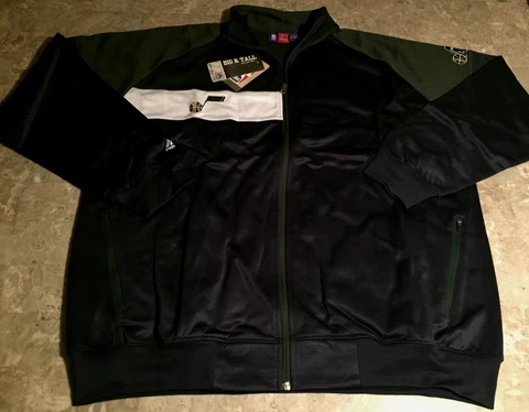 Utah Jazz Color Block Track Jacket 2XL Navy Double Embroidered Logos NBA Cover