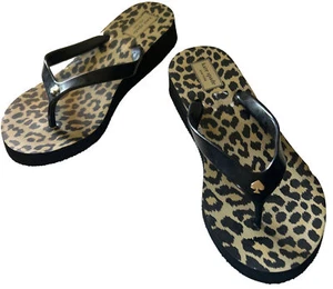 Kate Spade Thongs Women’s Sz 9 M Leopard Black Sandals SEE Last Pics Of Flaw - Picture 1 of 9